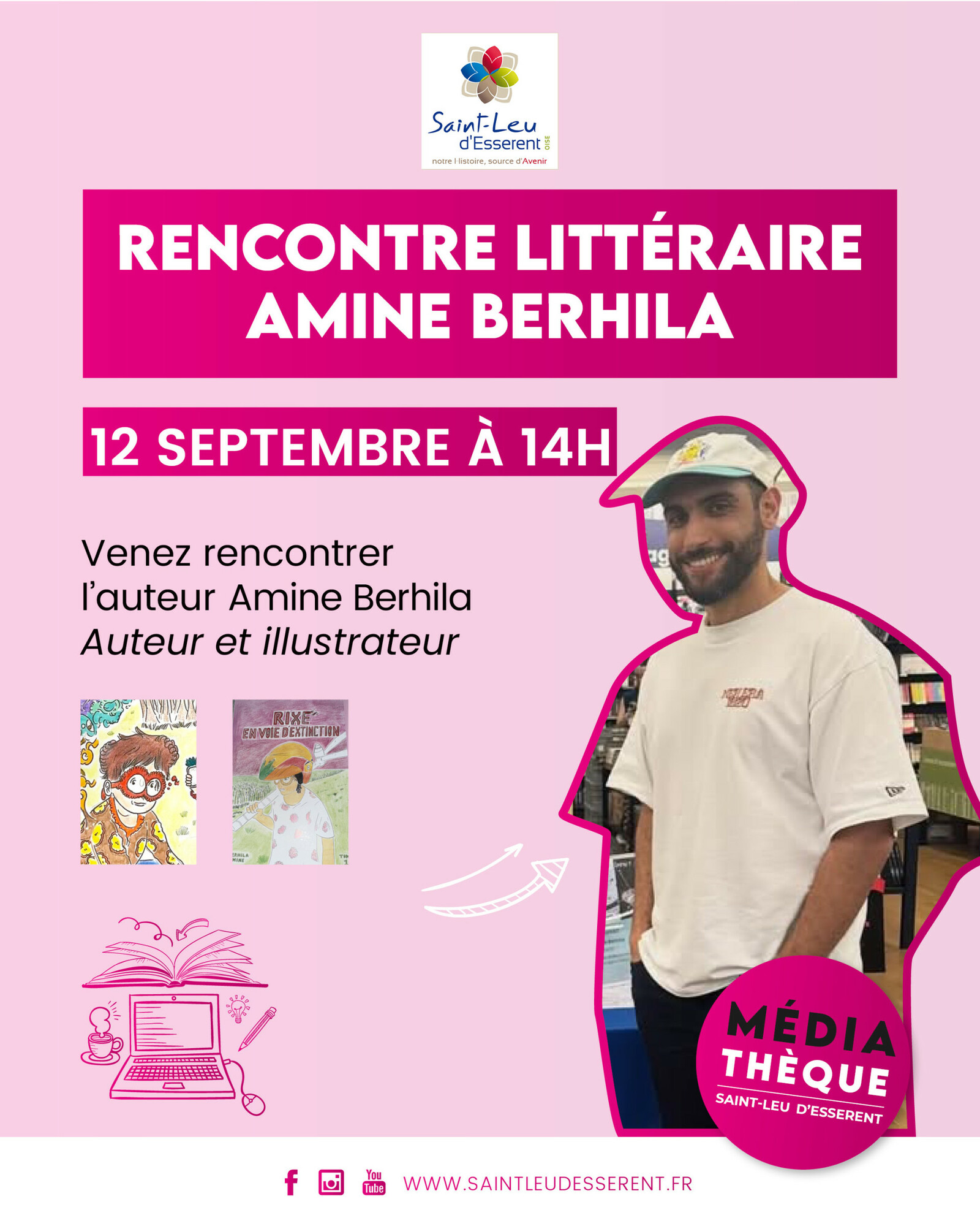visuel évènement médiathèque rencontre d'auteur de manga Amine Berhila